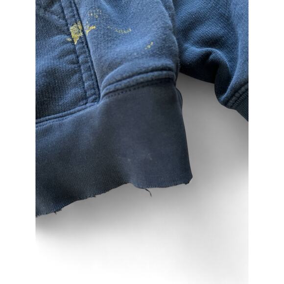 Vintage Y2K Navy Blue Nike Mini Swoosh Hoodie Sweatshirt M Paint Grunge Distress - Picture 7 of 9